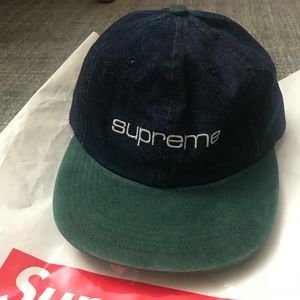 NWT Supreme Denim Suede Compact Logo 6-Panel Blue